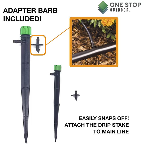 One Stop Outdoor Universal 1/4" Drip Emitter to 1/4" Tubing Adjustable Flow