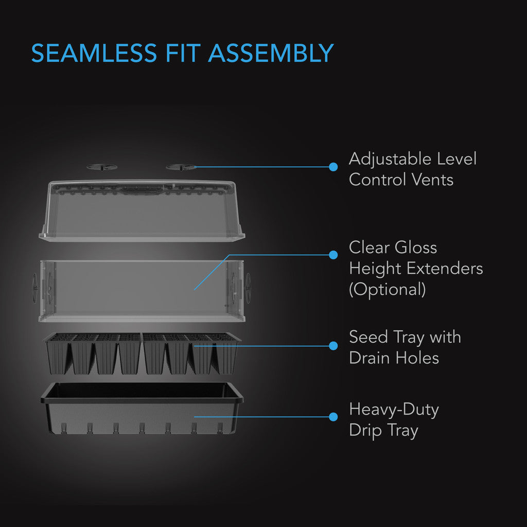 Heavy-Duty Humidity Dome Kit with Height Extension, 3 mm Thickest Clear Dome and 5x8 Trays