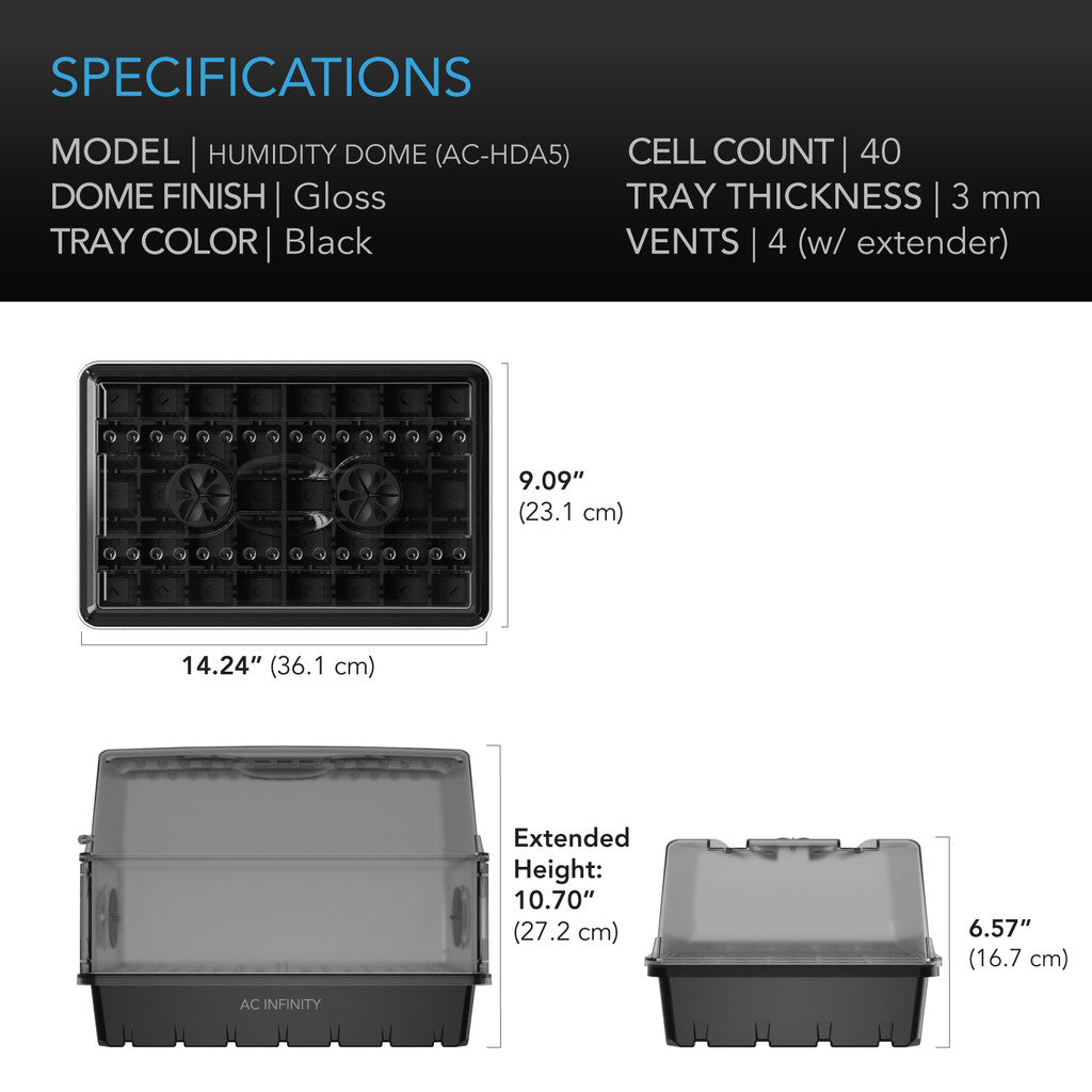 Heavy-Duty Humidity Dome Kit with Height Extension, 3 mm Thickest Clear Dome and 5x8 Trays