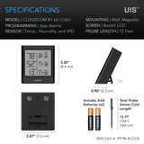 CLOUDCOM B1, Smart Thermo-Hygrometer with Data App, 12 ft. Sensor Probe