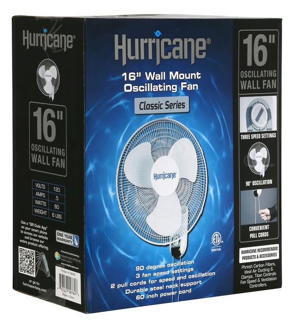 Hurricane® Classic Oscillating Wall Mount Fan 16 in